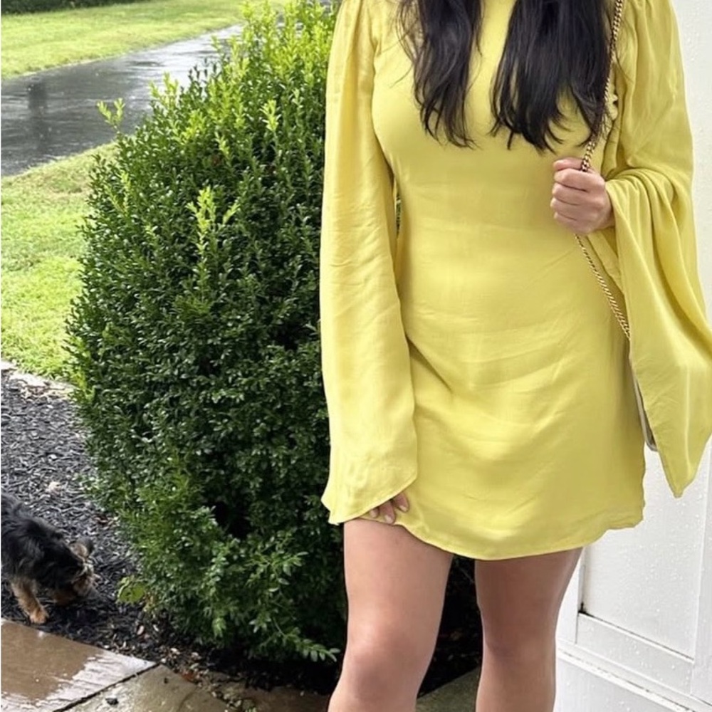 Chic Long Sleeve Yellow Dress
